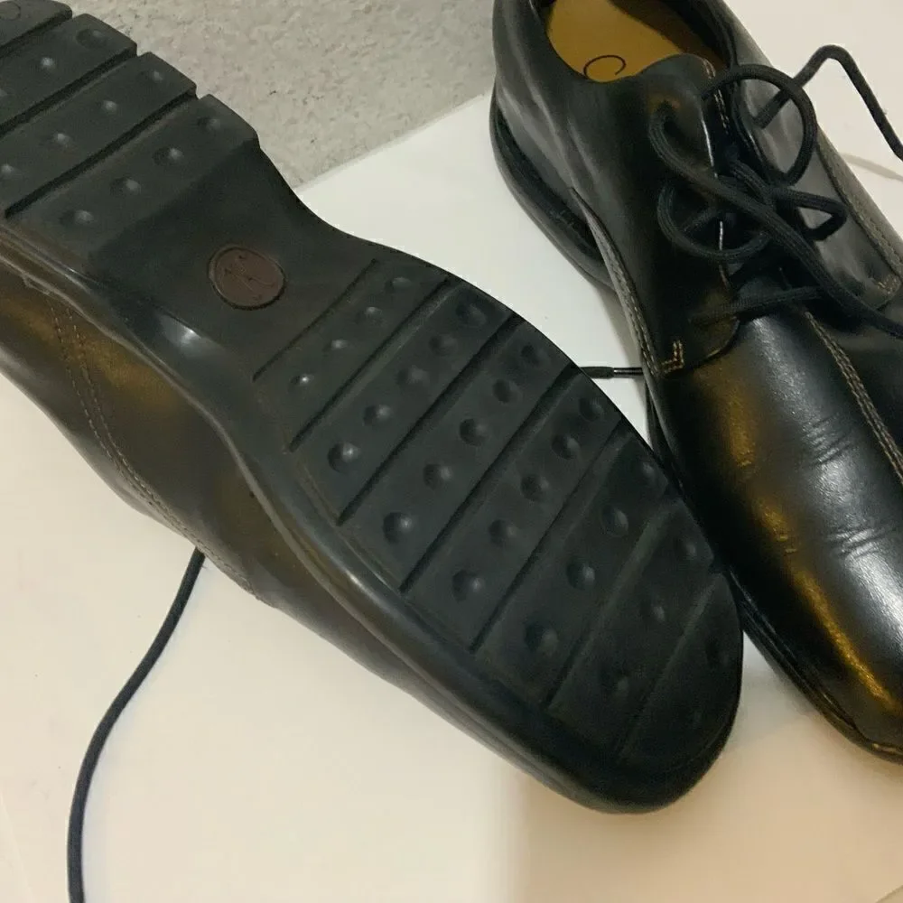 Cole Haan Black Leather Zeno Lace Up Mens Oxford Loafer Dress Shoes